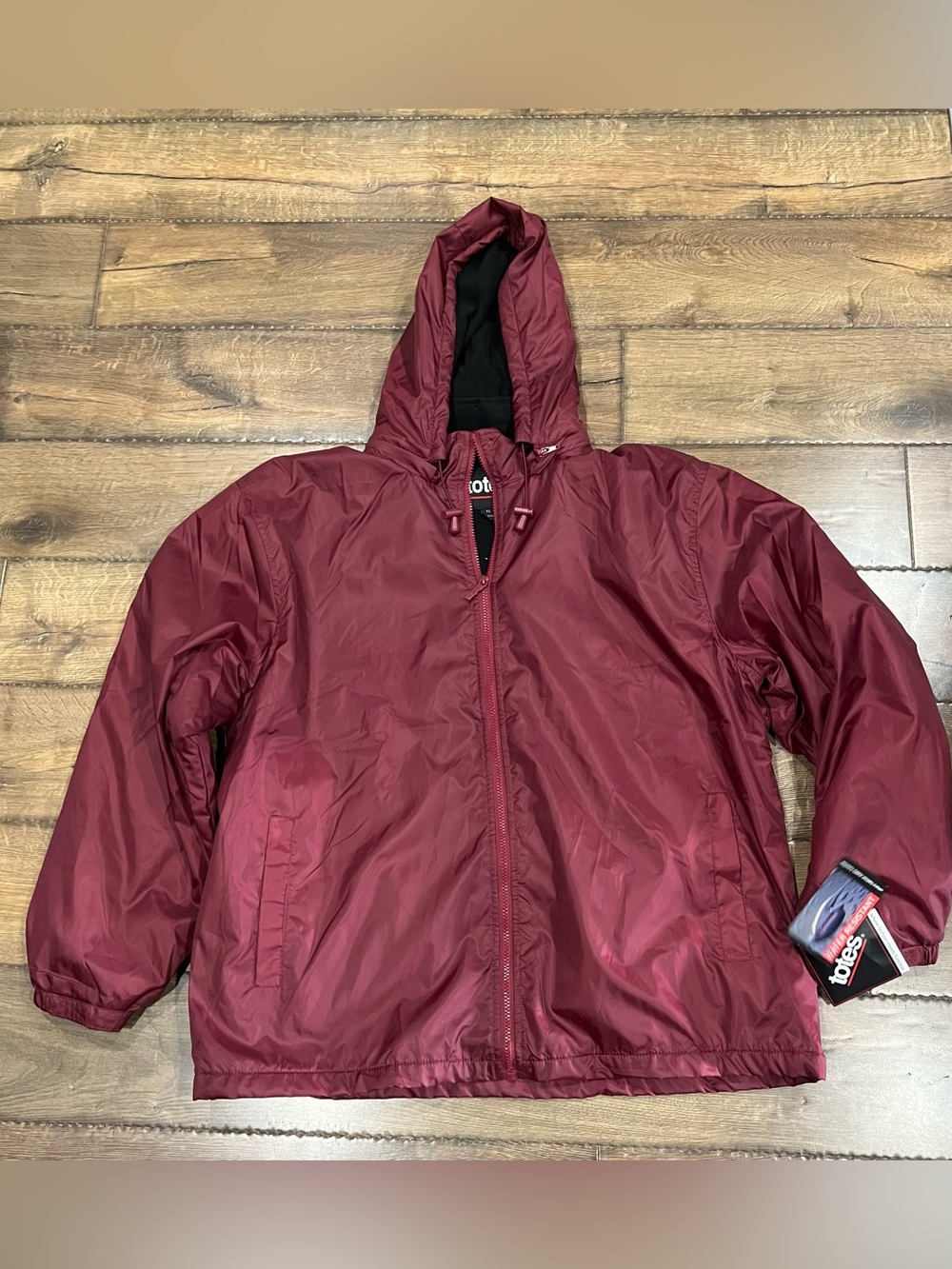 TOTES MEN’S  LINED REMOVABLE HOOD RAIN JACKET XLARGE EUC